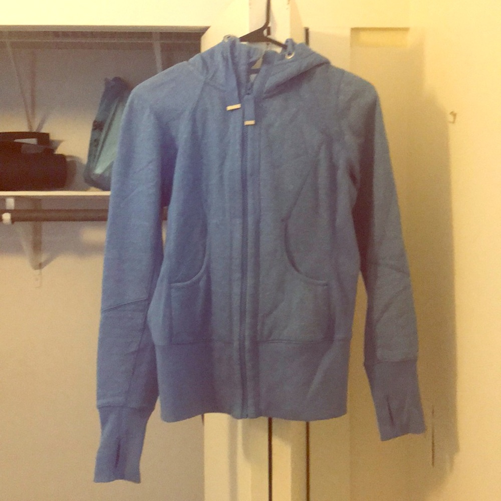 Blue full zip Zella hoodie with thumb holes size M